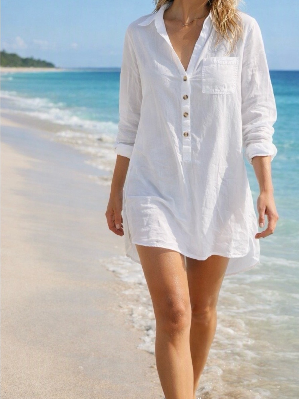 Women’s White Indian cotton beach cover up